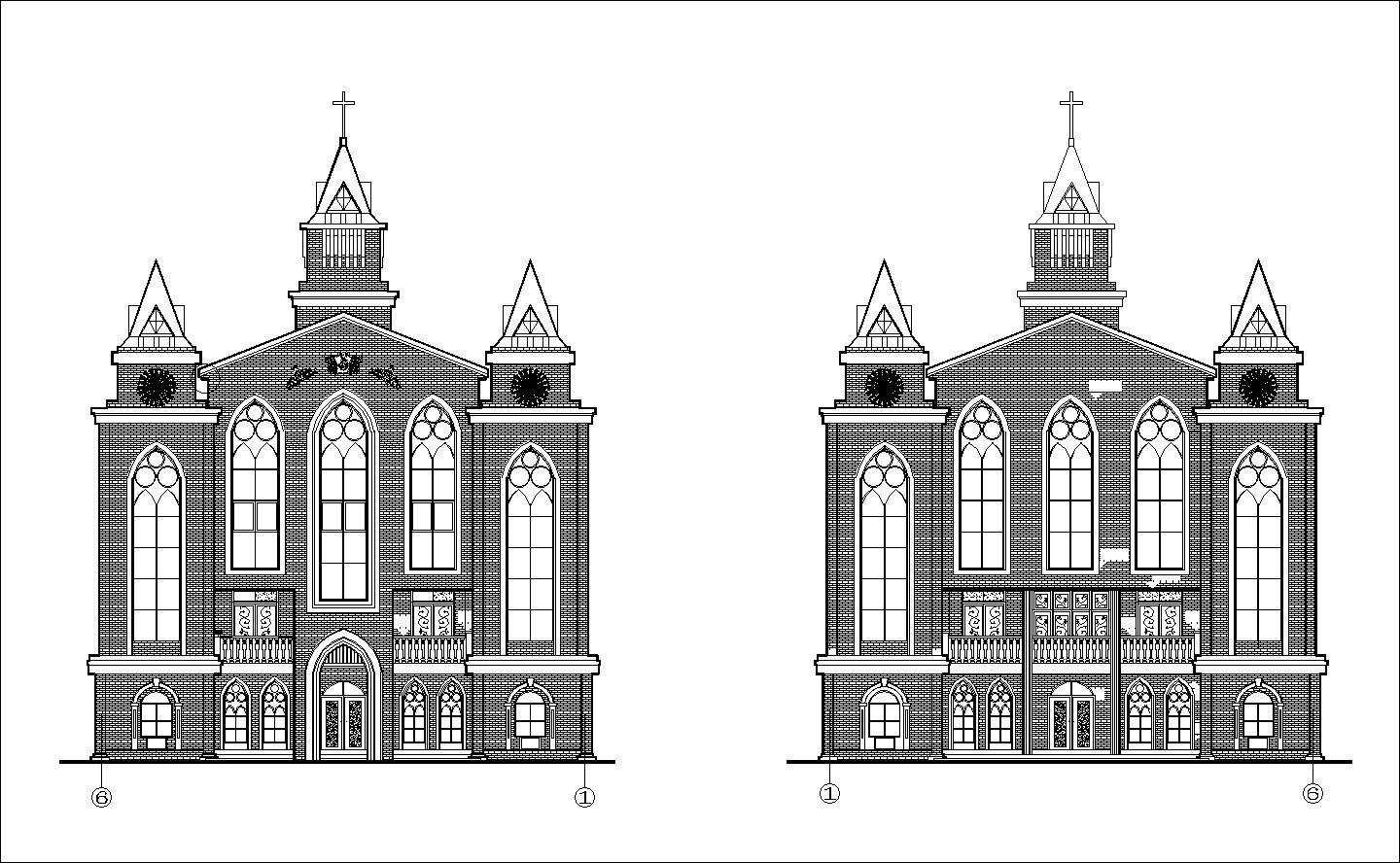 Church plan,elevation,details drawings 